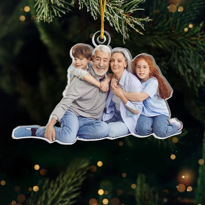 Custom Photo The Love Between Grandparents & Grandkids Is Forever - Family Personalized Custom Ornament - Acrylic Custom Shaped - Christmas Gift For Family Members