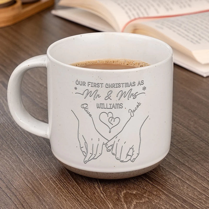 Our First Christmas - Couple Personalized Custom Pottery Mug - Christmas Gift For Husband Wife, Anniversary, First Christmas