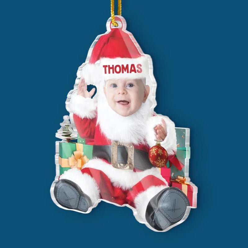 Custom Photo We Traded Silent Nights For This Bundle Of Joy - Family Personalized Custom Ornament - Acrylic Custom Shaped - Christmas Gift For Baby Kids, Newborn Baby