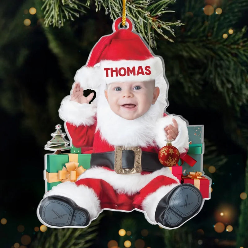 Custom Photo We Traded Silent Nights For This Bundle Of Joy - Family Personalized Custom Ornament - Acrylic Custom Shaped - Christmas Gift For Baby Kids, Newborn Baby