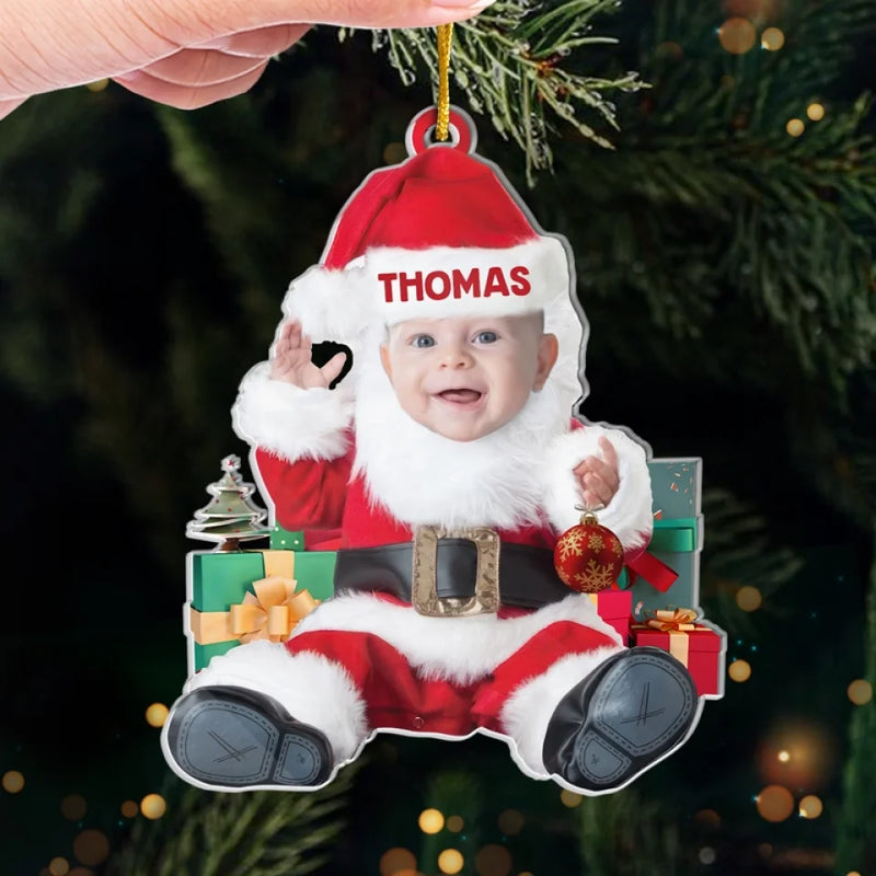 Custom Photo We Traded Silent Nights For This Bundle Of Joy - Family Personalized Custom Ornament - Acrylic Custom Shaped - Christmas Gift For Baby Kids, Newborn Baby