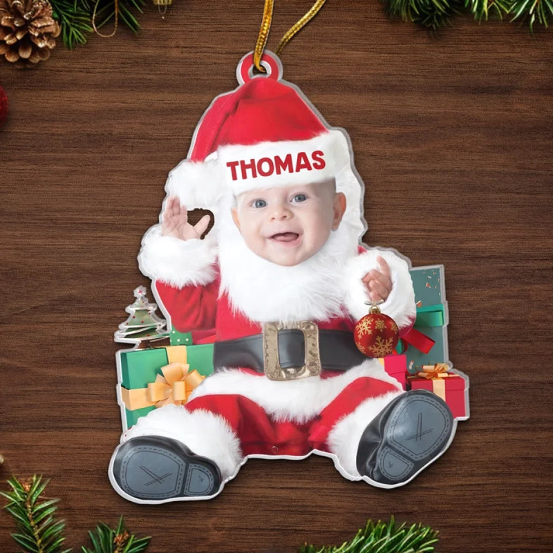 Custom Photo We Traded Silent Nights For This Bundle Of Joy - Family Personalized Custom Ornament - Acrylic Custom Shaped - Christmas Gift For Baby Kids, Newborn Baby