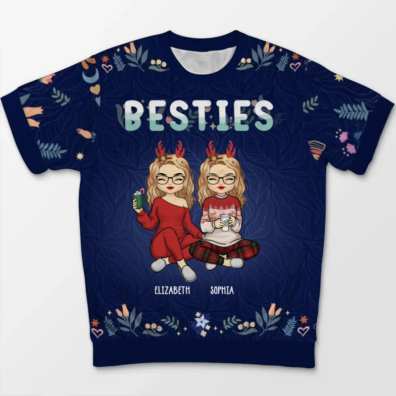 Friendship Is A Priceless Treasure - Bestie Personalized Custom All Over Print Adult Short Sleeve Sweater - Christmas Gift For Best Friends, BFF, Sisters
