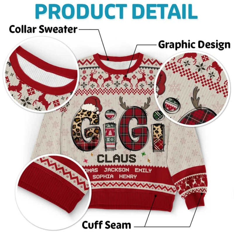 A Beautiful Sight, We're Happy Tonight - Family Personalized Custom Ugly Sweatshirt - Unisex Wool Jumper - Christmas Gift For Grandma