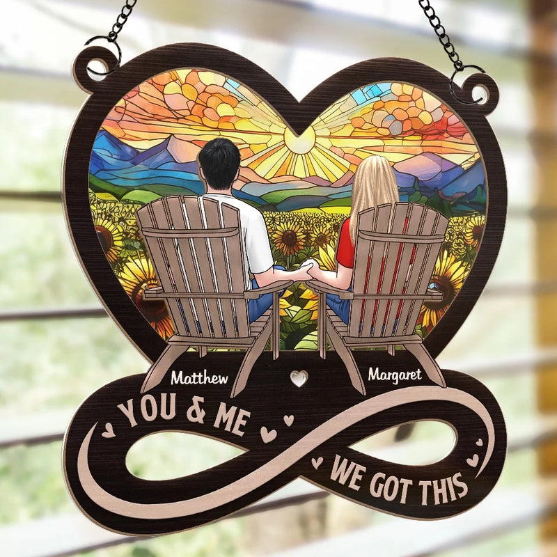 Together Is The Best Place To Be - Couple Personalized Window Hanging Suncatcher Ornament - Christmas Gift For Husband Wife, Anniversary