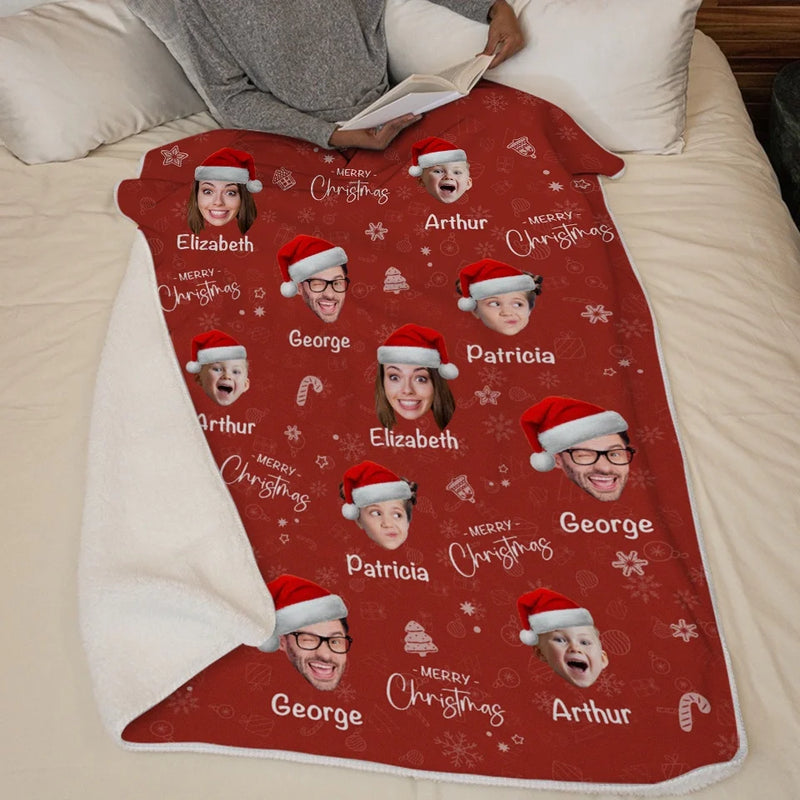 Custom Photo Joy Of Christmas Is Family - Family Personalized Custom Blanket - Christmas Gift For Family Members