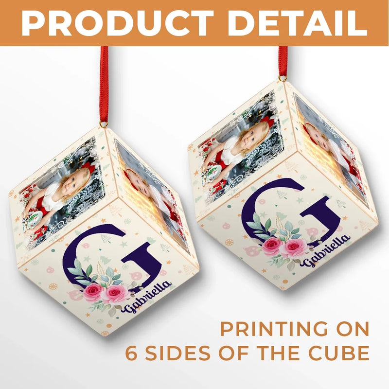 Custom Photo Your First Christmas Is Our Most Precious Gift - Family Personalized Custom Wooden Cube Ornament - Christmas Gift For Baby Kids, Newborn Baby