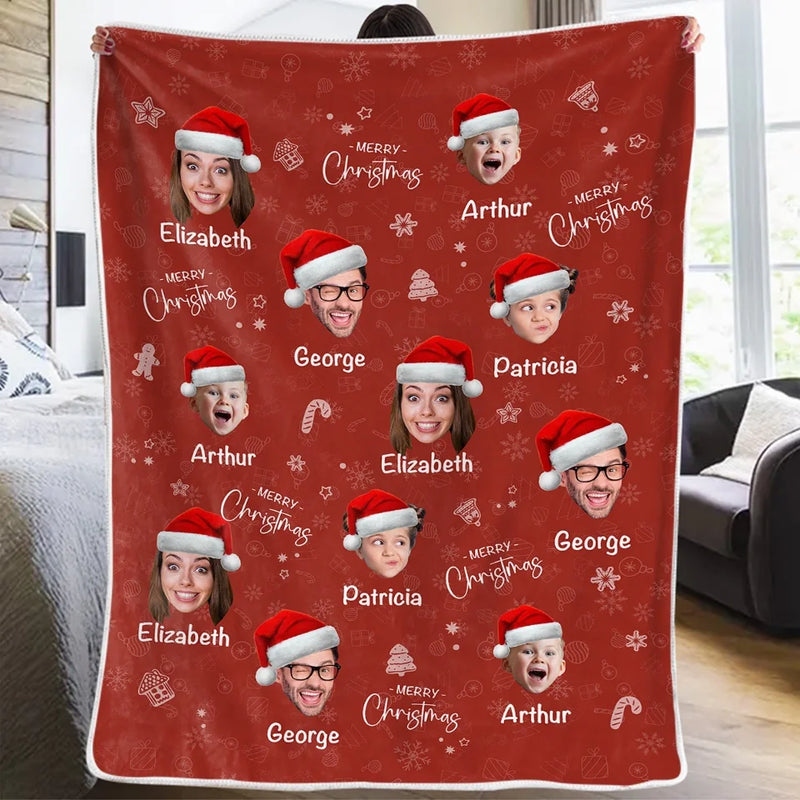 Custom Photo Joy Of Christmas Is Family - Family Personalized Custom Blanket - Christmas Gift For Family Members