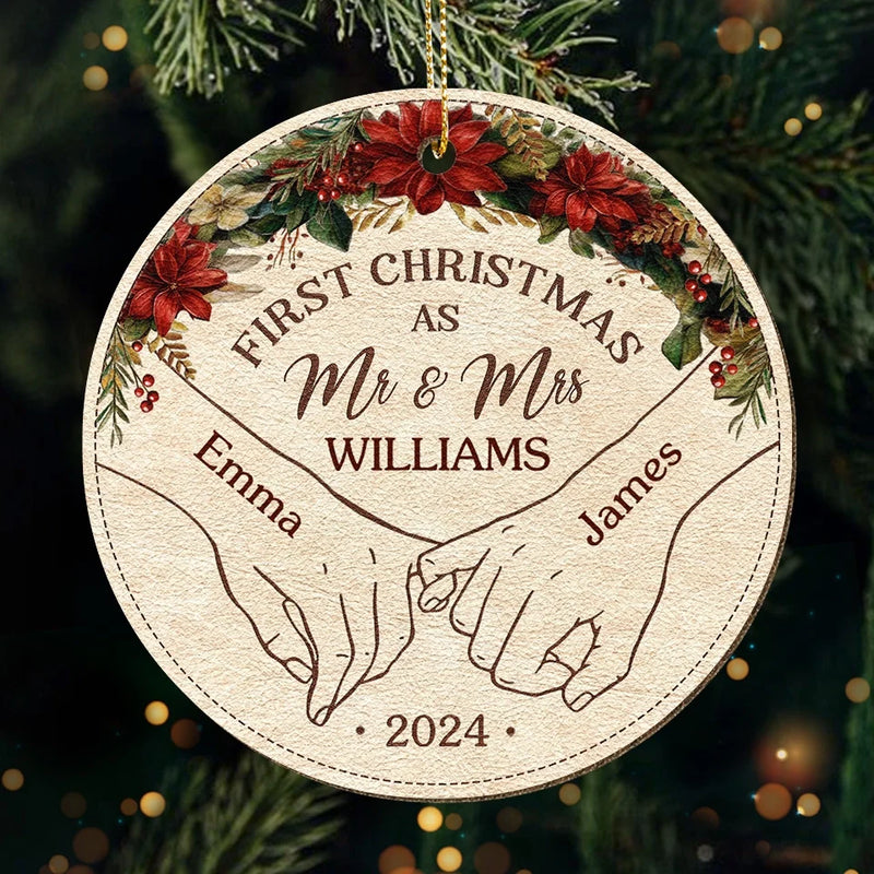 First Christmas As - Couple Personalized Custom Leather Ornament - Christmas Gift For Husband Wife, Anniversary, First Christmas
