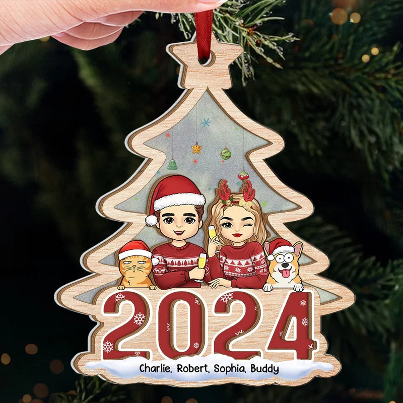 Together, We Make The Season Bright - Dog & Cat  Personalized Custom Wood & Acrylic Ornament - Christmas Gift For Husband Wife, Pet Owners, Pet Lovers