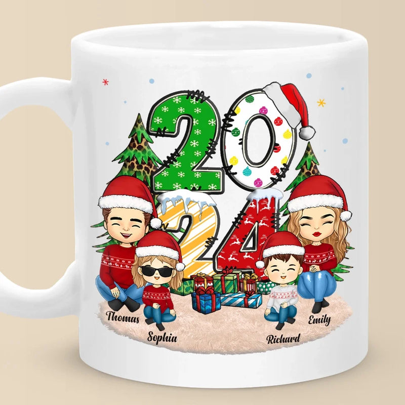 Christmas Joy Begins With Family - Family Personalized Custom Mug - Christmas Gift For Family Members