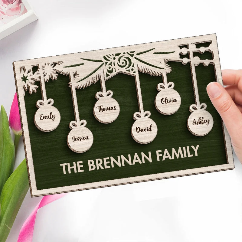 Family Is The Joy Of Christmas - Family Personalized Custom 2-Layered Wooden Plaque With Stand - Christmas Gift For Family Members