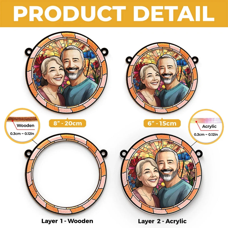 Custom Photo I Fall For You More Every Day - Couple Personalized Window Hanging Suncatcher Ornament - Gift For Husband Wife, Anniversary