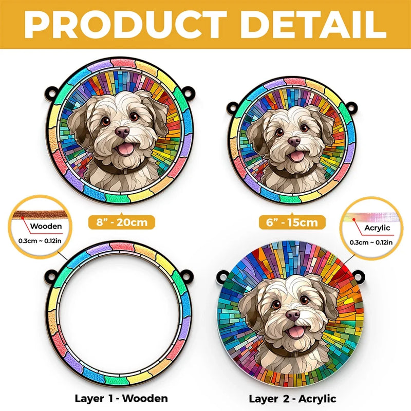 Custom Photo Forever Loved, Never Forgotten - Memorial Personalized Window Hanging Suncatcher Ornament - Sympathy Gift For Pet Owners, Pet Lovers