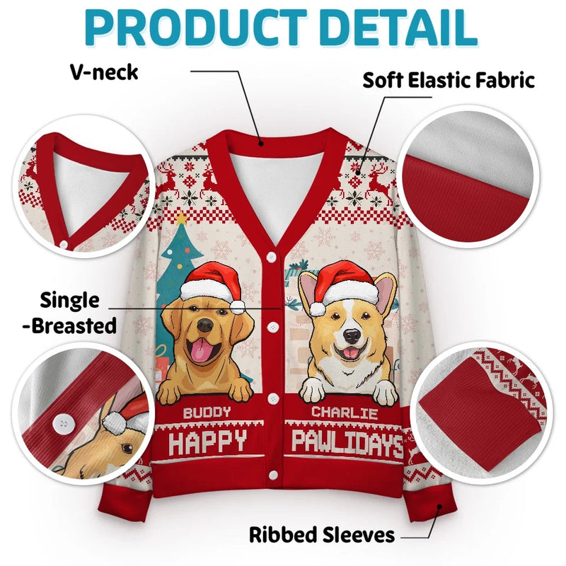 Furry Cuddles Make The Season Bright - Dog & Cat Personalized Custom Ugly Christmas Cardigan - Christmas Gift For Pet Owners, Pet Lovers