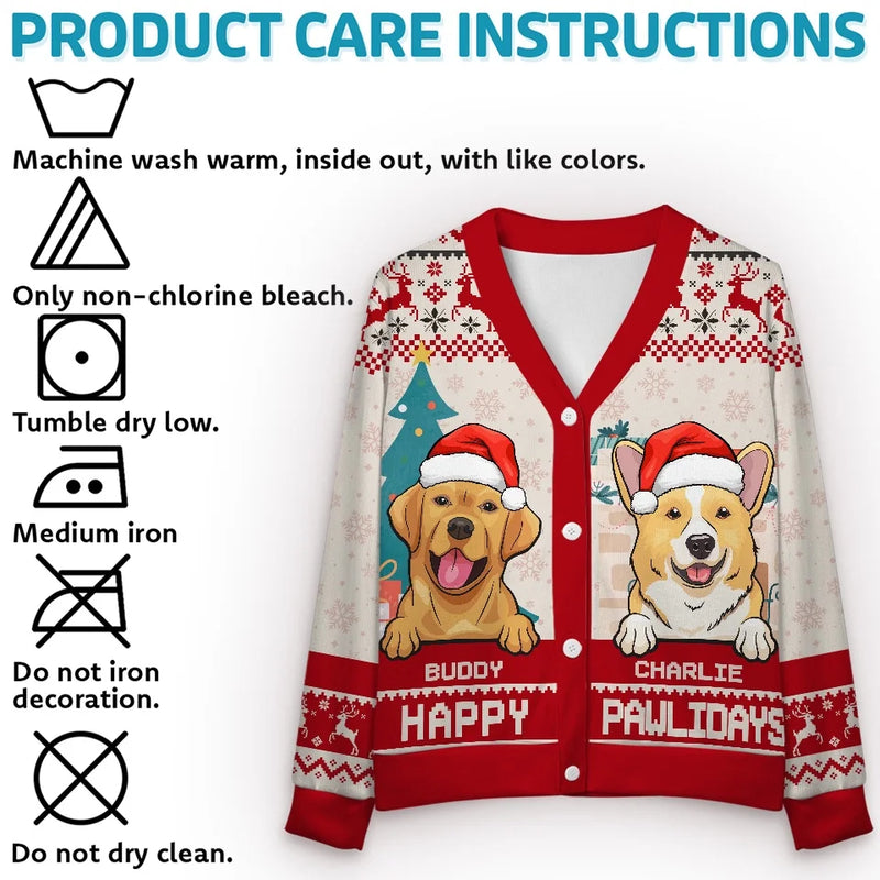Furry Cuddles Make The Season Bright - Dog & Cat Personalized Custom Ugly Christmas Cardigan - Christmas Gift For Pet Owners, Pet Lovers