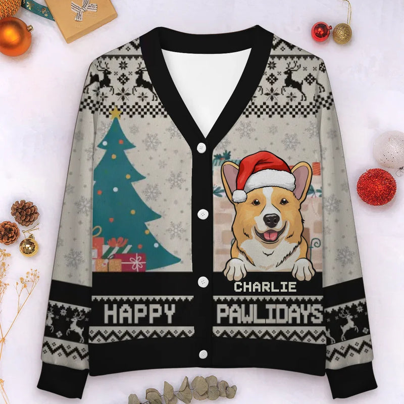Furry Cuddles Make The Season Bright - Dog & Cat Personalized Custom Ugly Christmas Cardigan - Christmas Gift For Pet Owners, Pet Lovers
