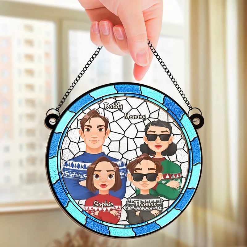 Together, We Celebrate The Magic Of The Season - Family Personalized Window Hanging Suncatcher Ornament - Christmas Gift For Family Members