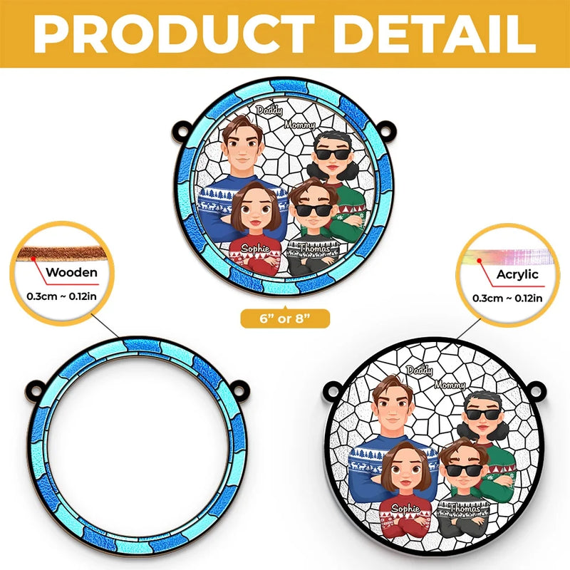 Together, We Celebrate The Magic Of The Season - Family Personalized Window Hanging Suncatcher Ornament - Christmas Gift For Family Members