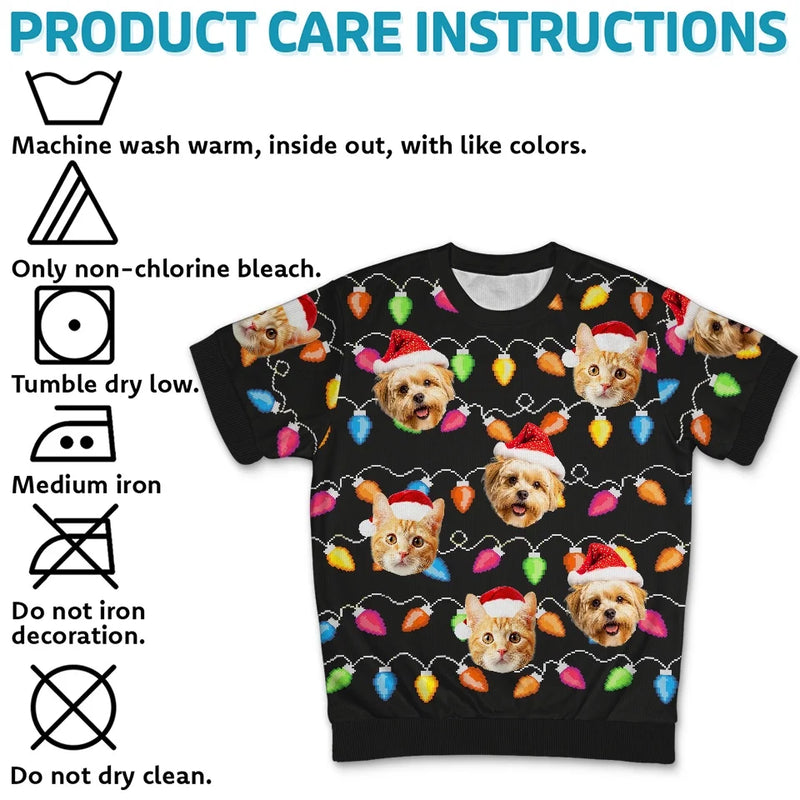 Custom Photo It's The Most Beautiful Time Of The Year - Dog & Cat Personalized Custom All Over Print Adult Short Sleeve Sweater - Christmas Gift For Pet Owners, Pet Lovers