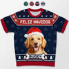 Custom Photo Feliz Navidog - Dog Personalized Custom All Over Print Adult Short Sleeve Sweater - Christmas Gift For Pet Owners, Pet Lovers