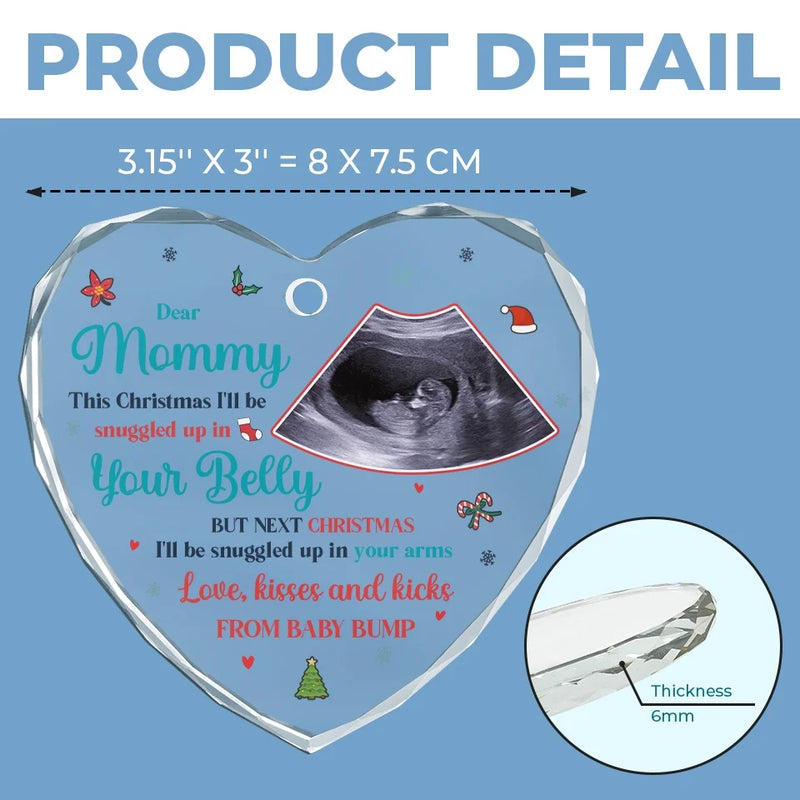 Custom Photo The Smallest Feet Make The Biggest Footprints In Our Hearts - Family Personalized Custom Heart Glass Ornament - Christmas Gift For Baby Kids, Newborn