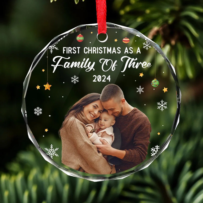 Custom Photo Home Is Filled With Love And Family Memories - Family Personalized Custom Circle Glass Ornament - Christmas Gift For Family Members