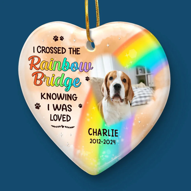Custom Photo I Hope To Meet You Beyond The Rainbow - Memorial Personalized Custom Ornament - Ceramic Heart Shaped - Sympathy Gift, Christmas Gift For Pet Owners, Pet Lovers