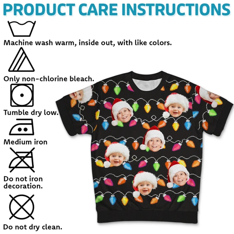 Custom Photo Kids Show Us The True Meaning Of Christmas - Family Personalized Custom All Over Print Adult Short Sleeve Sweater - Christmas Gift For Family Members