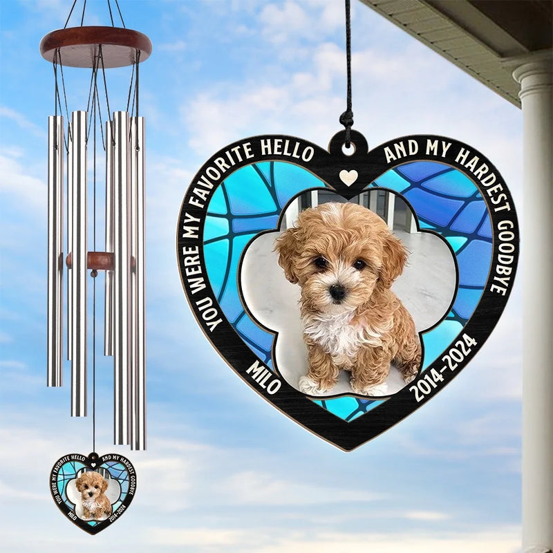 Custom Photo Forever In Our Hearts - Memorial Personalized Custom Wind Chime Suncatcher - Sympathy Gift, Christmas Gift For Pet Owners, Pet Lovers