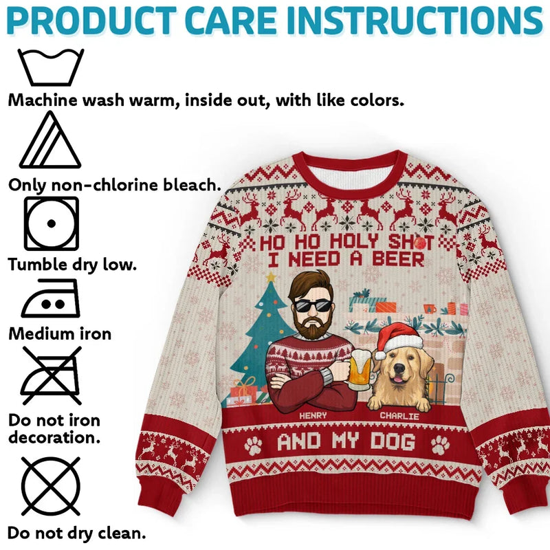 I Just Want To Drink Beer And Cuddle My Pet - Dog & Cat Personalized Custom Ugly Sweatshirt - Unisex Wool Jumper - Christmas Gift For Pet Owners, Pet Lovers