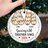 Growing Old Together - Couple Personalized Custom Ornament - Ceramic Round Shaped - Christmas Gift For Husband Wife, Anniversary