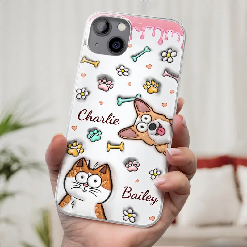 A Pet Mom’s Heart Is A Mosaic Of Paw Prints - Dog & Cat Personalized Custom 3D Inflated Effect Printed Clear Phone Case - Gift For Pet Owners, Pet Lovers