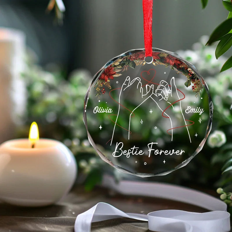 Life Is Better With You By My Side - Bestie Personalized Custom Circle Glass Ornament - Christmas Gift For Best Friends, BFF, Sisters