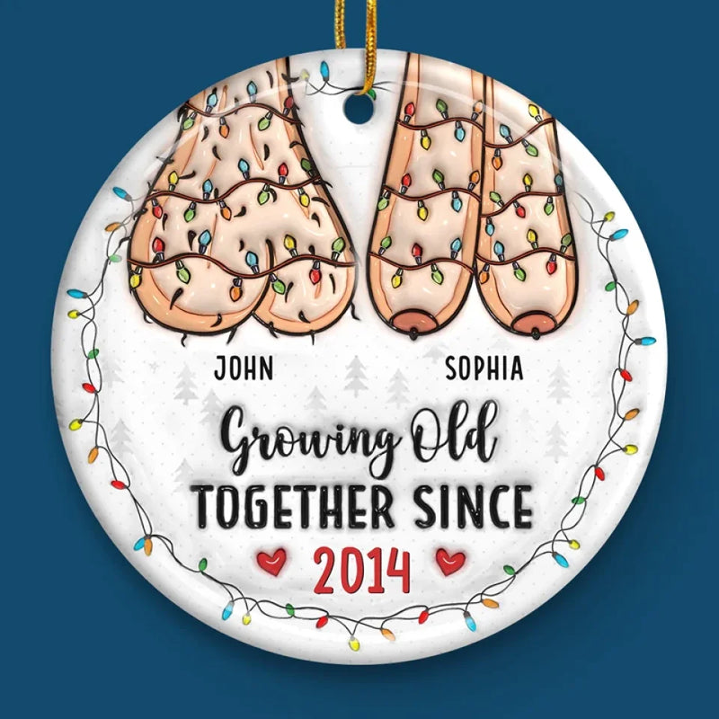 A Lifetime Is Never Enough With You - Couple Personalized Custom 3D Inflated Effect Printed Ornament - Ceramic Round Shaped - Christmas Gift For Husband Wife, Anniversary