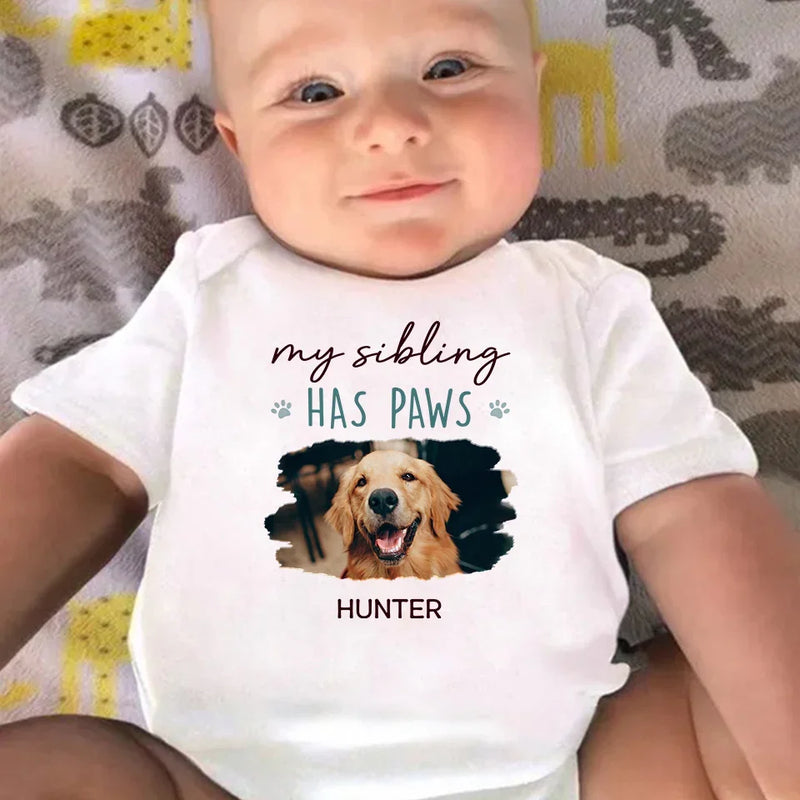 Custom Photo Memories Are Made With Furry Friends And Little Giggles - Dog & Cat Personalized Custom Baby Onesie - Baby Shower Gift, Gift For Pet Owners, Pet Lovers