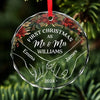 It's Merry Everything When We're Together - Couple Personalized Custom Circle Glass Ornament - Christmas Gift For Husband Wife, Anniversary, First Christmas