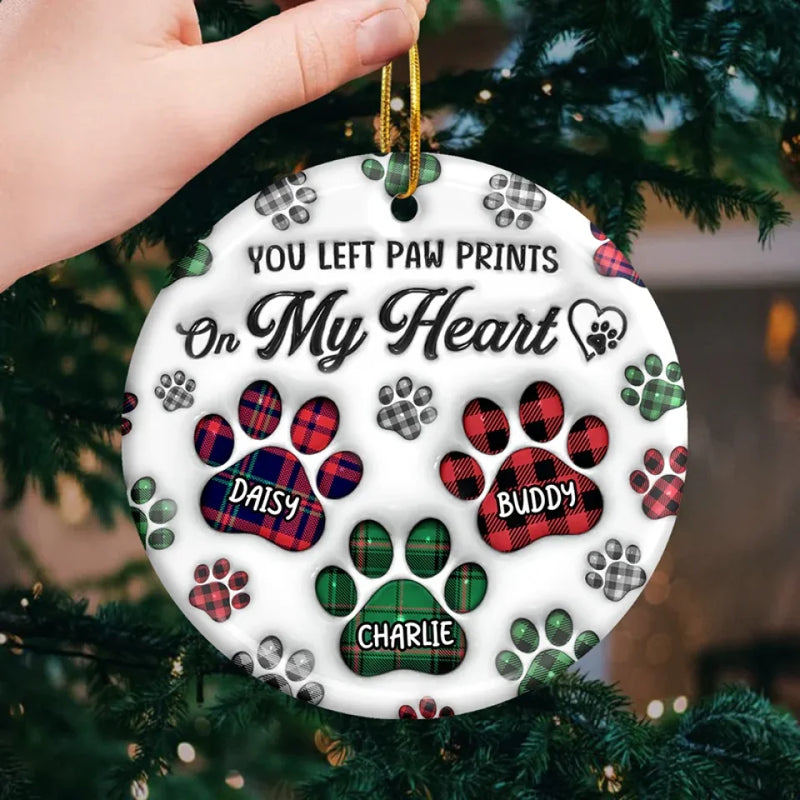 No Longer By My Side But Forever In My Heart - Memorial Personalized Custom 3D Inflated Effect Printed Ornament - Ceramic Round Shaped - Sympathy Gift, Christmas Gift For Pet Owners, Pet Lovers