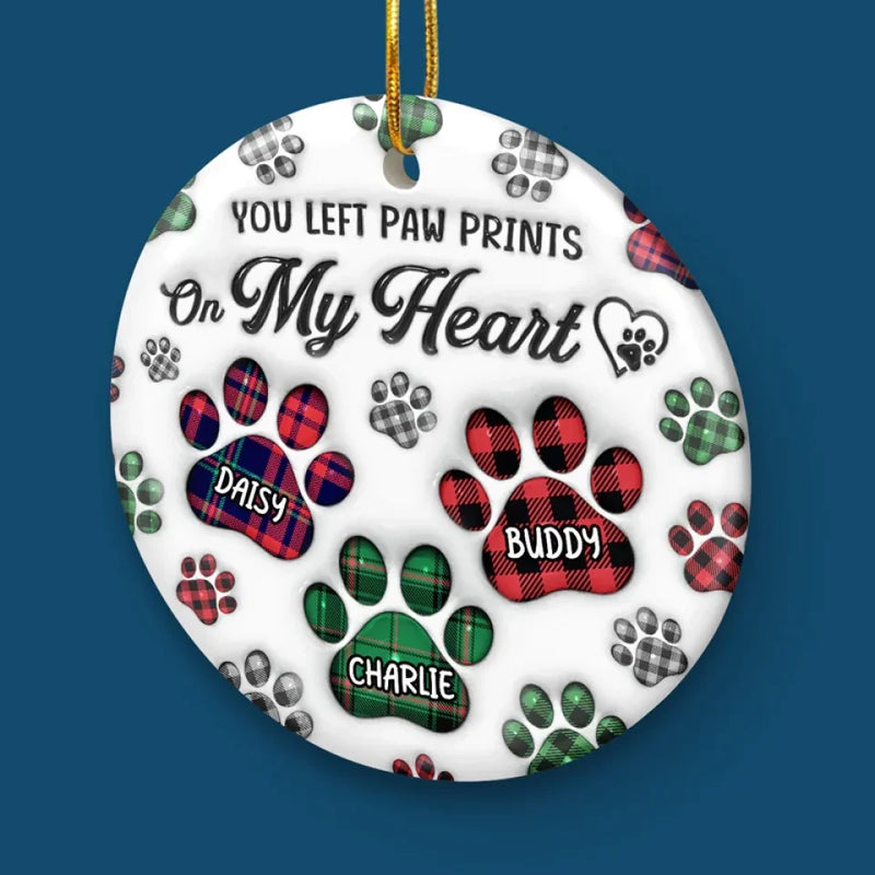 No Longer By My Side But Forever In My Heart - Memorial Personalized Custom 3D Inflated Effect Printed Ornament - Ceramic Round Shaped - Sympathy Gift, Christmas Gift For Pet Owners, Pet Lovers