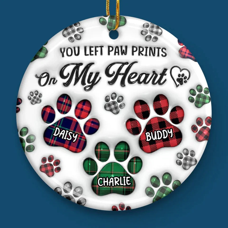 No Longer By My Side But Forever In My Heart - Memorial Personalized Custom 3D Inflated Effect Printed Ornament - Ceramic Round Shaped - Sympathy Gift, Christmas Gift For Pet Owners, Pet Lovers