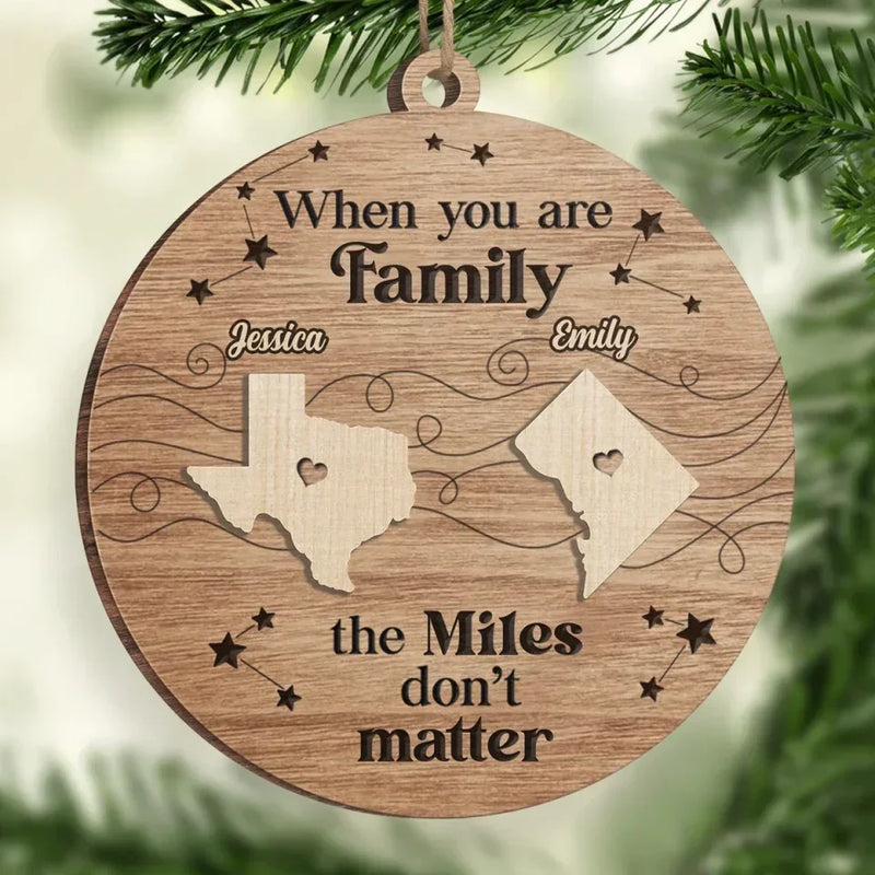 Distance Cannot Weaken The Bonds Of Family - Family Personalized Custom Ornament - Wood Custom Shaped - Christmas Gift For Family Members