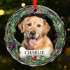 Custom Photo Journeying To The Rainbow Bridge, Leaving Love In Every Step - Memorial Personalized Custom Circle Glass Ornament - Christmas Gift, Sympathy Gift For Pet Owners, Pet Lovers