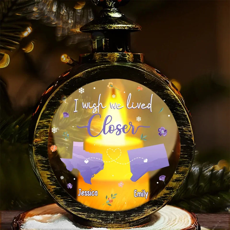 I Wish We Lived Closer - Bestie Personalized Custom Candlelight Lantern Ornament - Christmas Gift For Best Friends, BFF, Sisters
