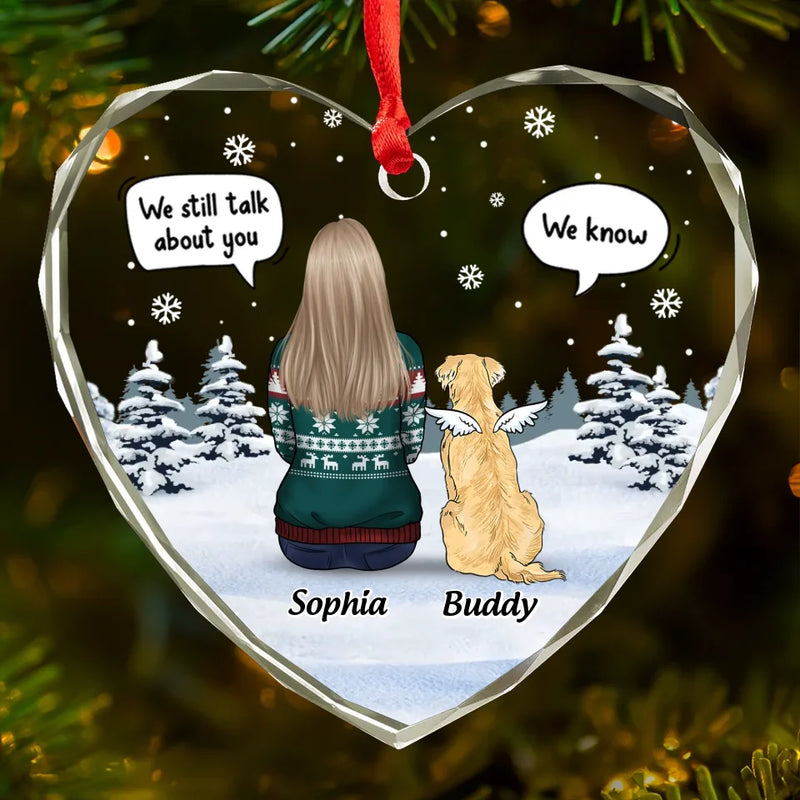 Paw Prints On My Heart - Memorial Personalized Custom Heart Glass Ornament - Sympathy Gift, Christmas Gift For Pet Owners, Pet Lovers