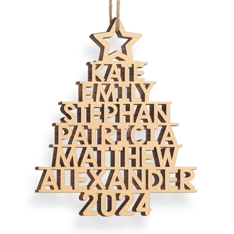 Family Name Christmas Tree Ornament - Wood Custom Shaped - New Arrival, Christmas Gift For Family Members - AMZ