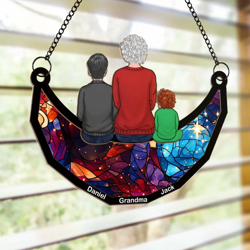 Your Love Is The Thread That Ties Our Family Together - Family Personalized Window Hanging Suncatcher - Gift For Grandma