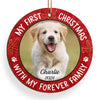 Custom Photo My First Christmas With My Forever Family - Dog & Cat Personalized Custom Ornament - Wood Custom Shaped - Christmas Gift For Pet Owners, Pet Lovers, First Christmas