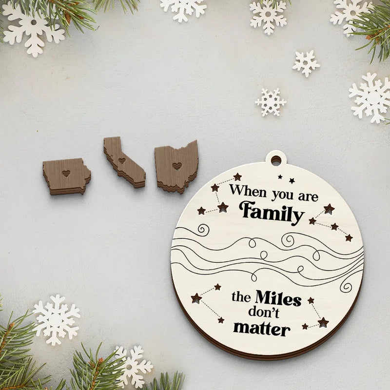 Long Distance We Will Always Be Connected By Heart - Family Personalized Custom Shaped 2 Layered Wood Christmas Ornament - Christmas Gift For Family Members