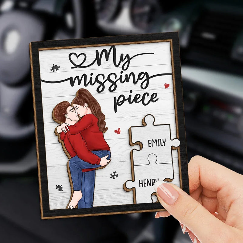 You Are My Missing Piece - Couple Personalized Custom Car Visor Clip - Christmas Gift For Husband Wife, Anniversary