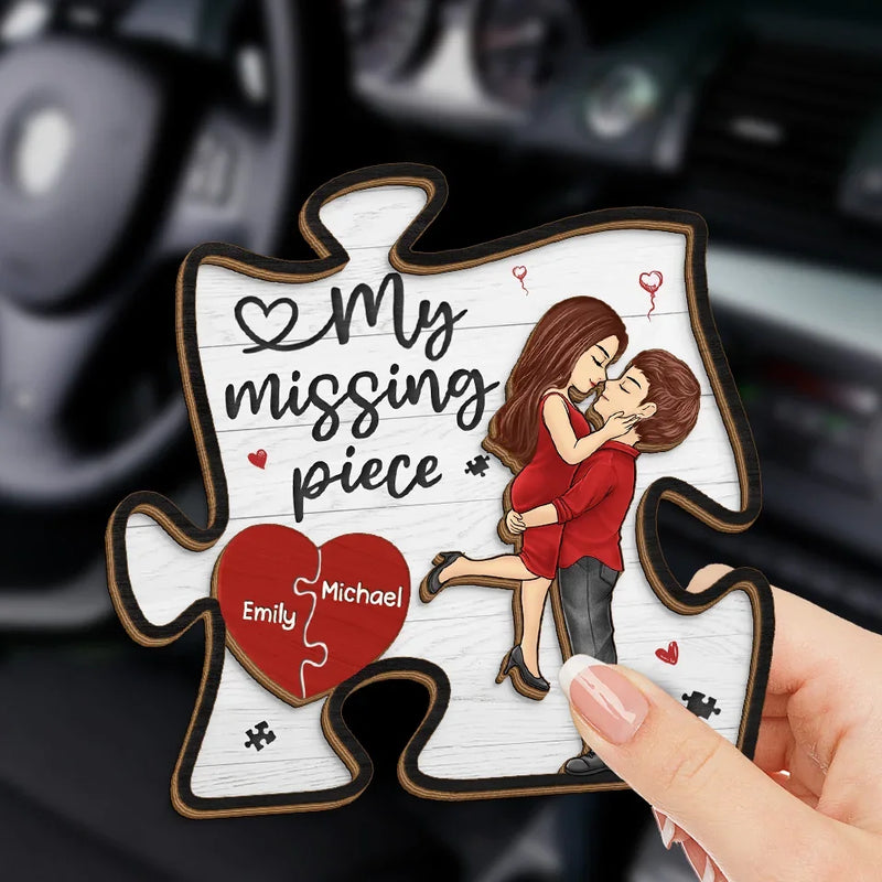 My Missing Piece - Couple Personalized Custom Car Visor Clip - Christmas Gift For Husband Wife, Anniversary